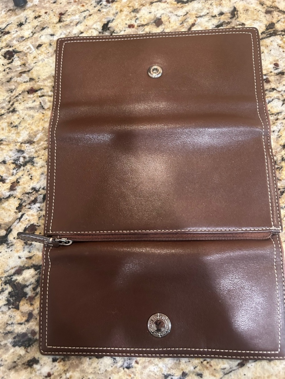 Coach Brown Leather Zip-Around Wallet Clutch Organizer - Picture 8 of 12